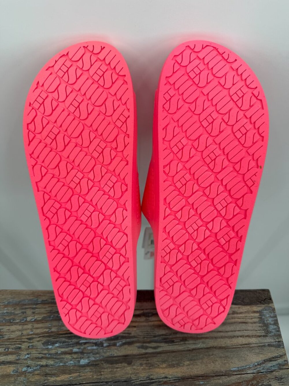 Freedom Moses Glow Neon Pink Double Strap Slide Sandals Barbiecore Women 11-12 - Picture 2 of 7